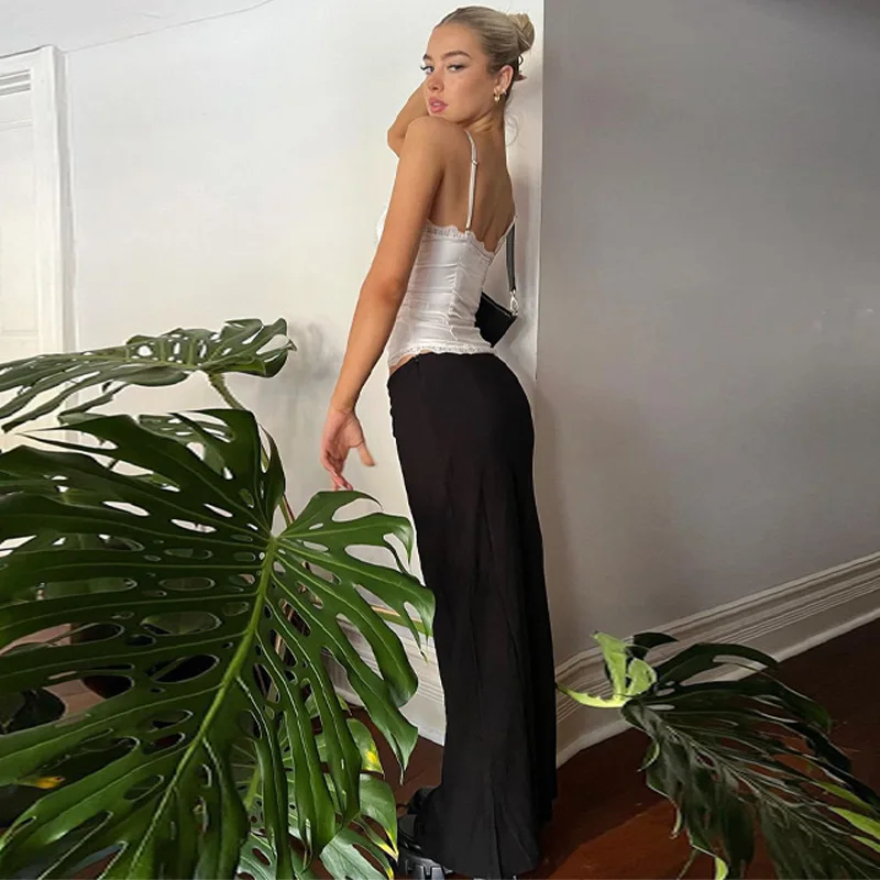 Lace Casual Female Camisole Y2k Top V-Neck High Waist Streetwear White Backless Patchwork See-Through Women Tank Top Vest