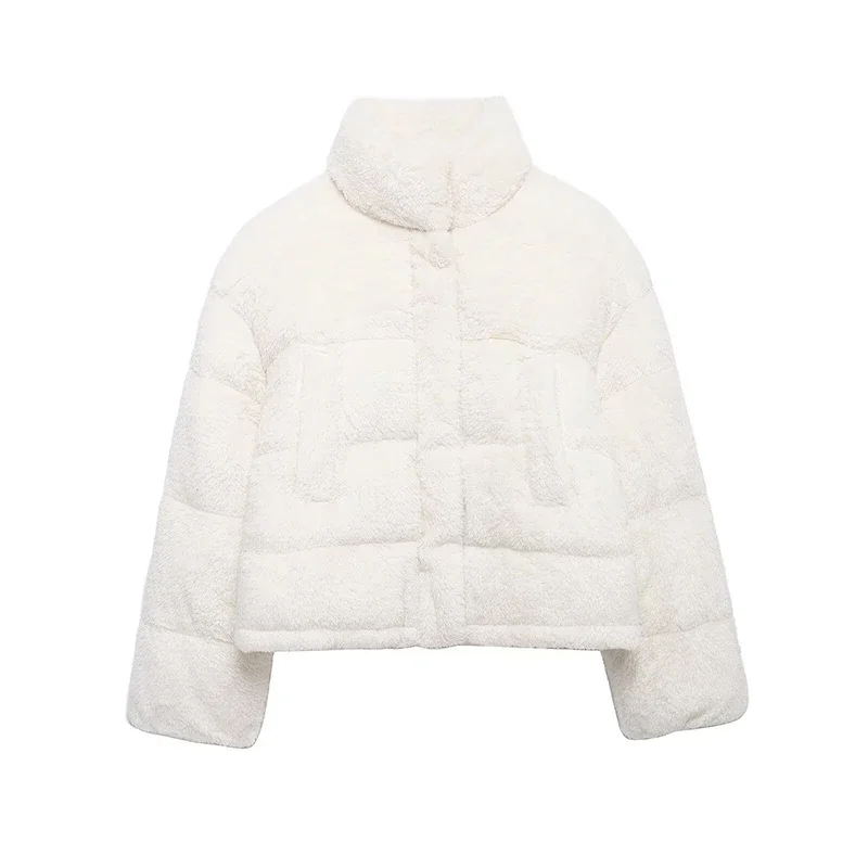 Winter Lamb Wool Zipper Women's Coat Thick Warm Plush Long Sleeve Stand Collar Loose Coat Female Lady Causal Fleece Outwear
