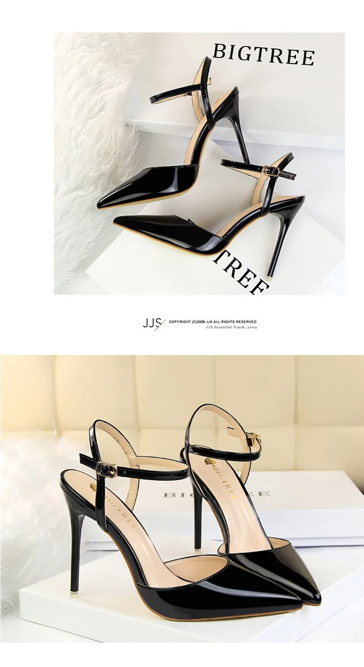 Shoes Fashion High Heels Shoes Patent Leather Woman Pumps Sexy Women Heels Blue Sliver Stiletto Heels Women Sandals