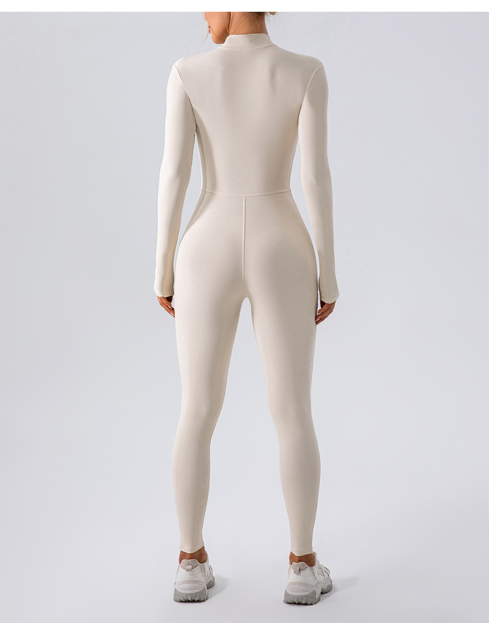 Zipper Nude Feel Long Sleeve Yoga Jumpsuit Women Sports Fitness Training Dance One Piece Bodysuit