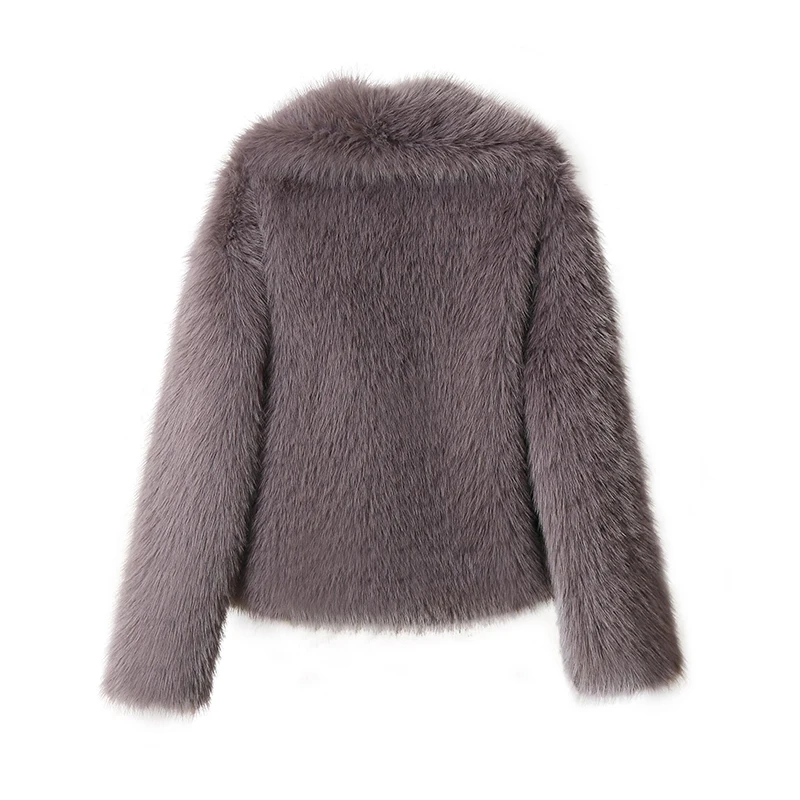 Chic Ins Blogger Brand Fashion Fake Fox Fur Jacket Coat Women Winter Luxury Design Big Collar Fur Coats Cool Girls Overcoat