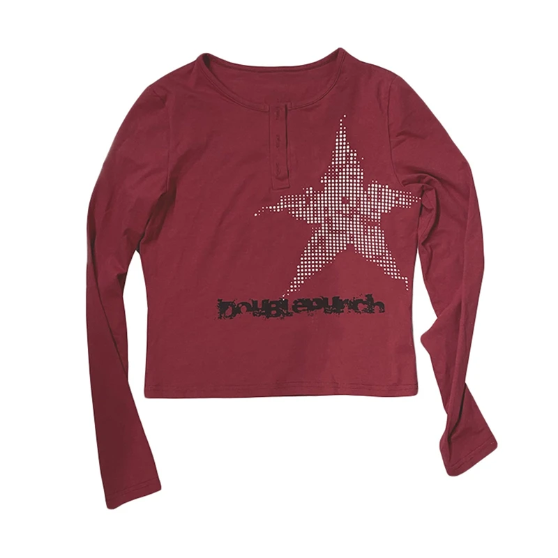 Harajuku Crop Top Japanese Style Star Pattern Round Neck Short Sleeve T Shirts Graphic Tee y2k Women Clothes Streetwear