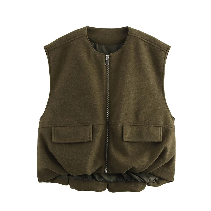 Street Zipper Waistcoat For Women Zipper O-neck Sleeveless Thick Warm Vest Top Female 2025 Spring Lady All-matching Outwear New