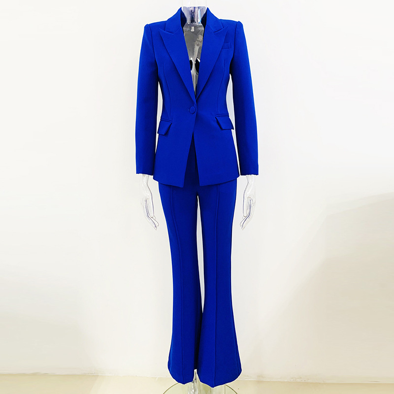 One Button Cloth Cover Mid Length Suit Bell Bottom Pants Suit Two Piece Suit
