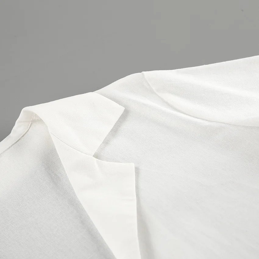 Fashion White Cotton Linen Hollow Out Lace Up Top And Short Pants Suit Women's Loose Top Casual Splice Sets Lady Summer