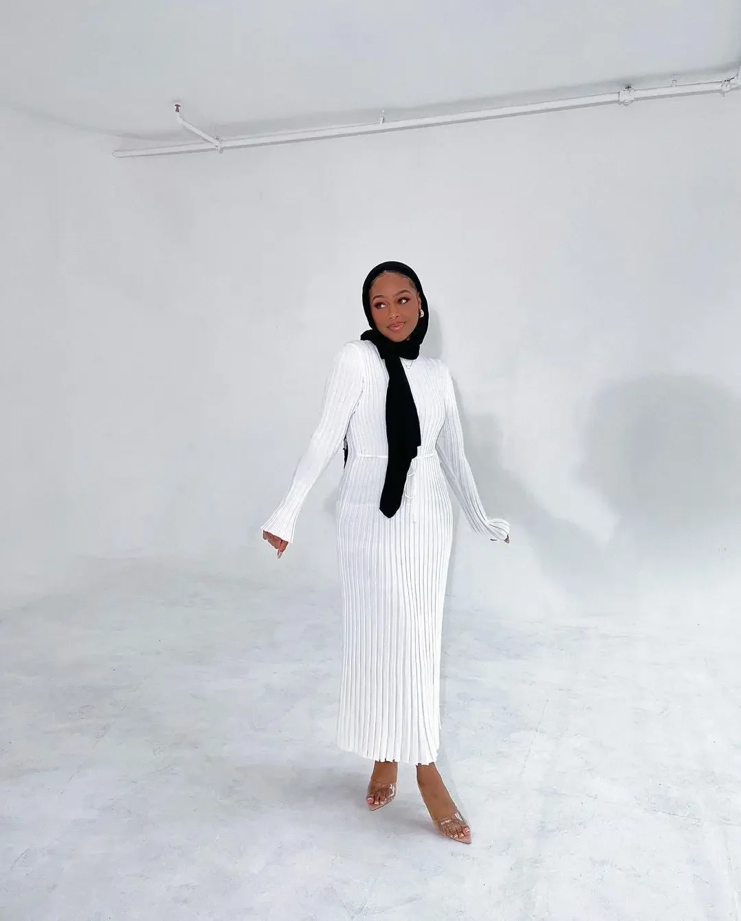 Fall Winter New Knitted Long Dress Female Casual Slinky High Waist Rib Sweater Bodycon Dresses Lady Holiday Party Outfits