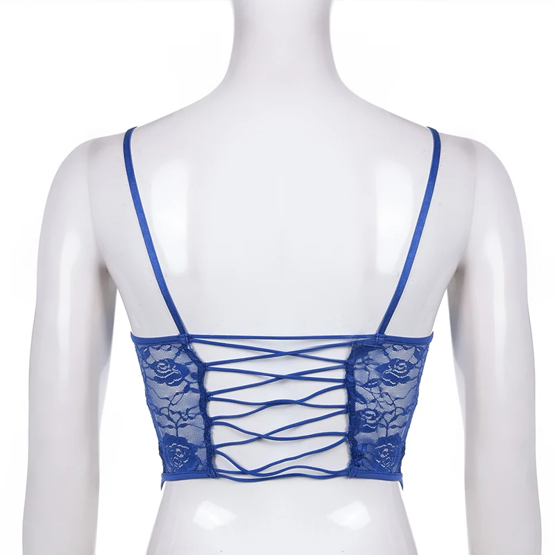 Sexy Women Camisole Backless Cross Bandage V Neck Lace Crop Top Aesthetic Ladies Tank Vest Y2K Sleeveless Clubwear