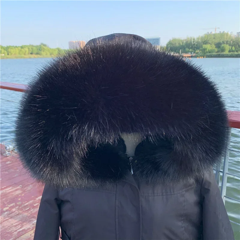 New Faux Fox Fur Collar Winter Women Fake Fur Scarf Shawls for Coat Warmer Decor Furry Hood Trims Parkas Jacket Fur Scarves
