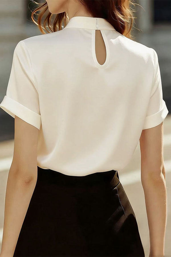 Eleganza LuxuryPearl-Beaded Satin Blouse