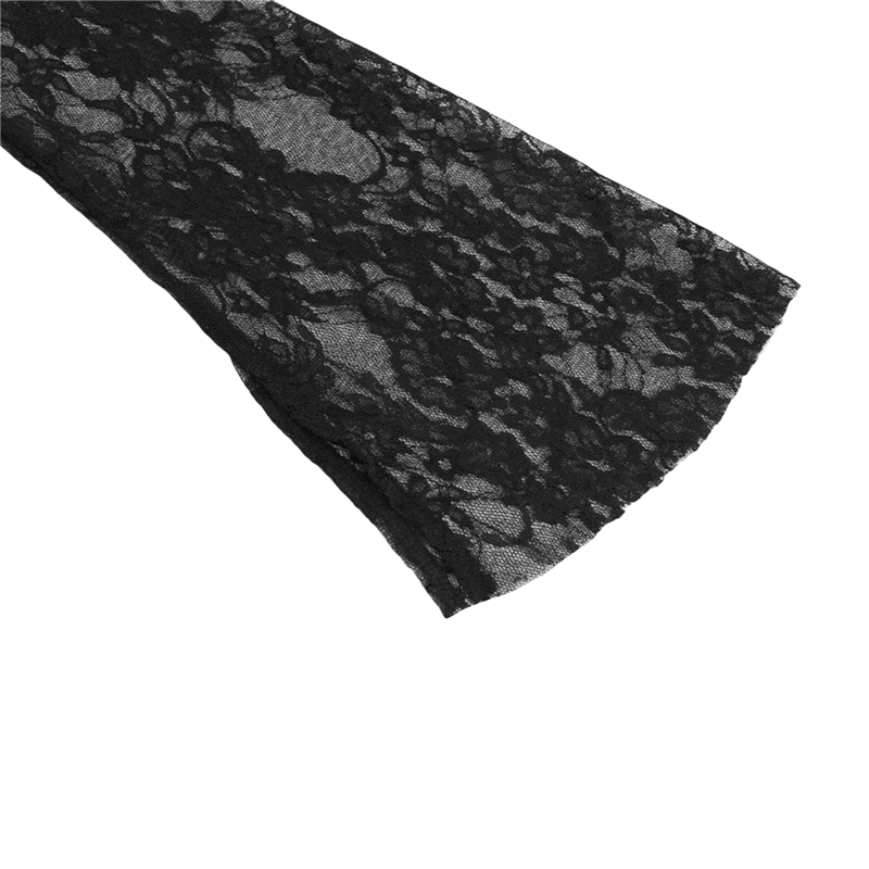 Cyber y2k Tops Women Aesthetic See Through Floral Lace Flared Long Sleeve T Shirt 2000s Goth Grunge Clothing Streetwear