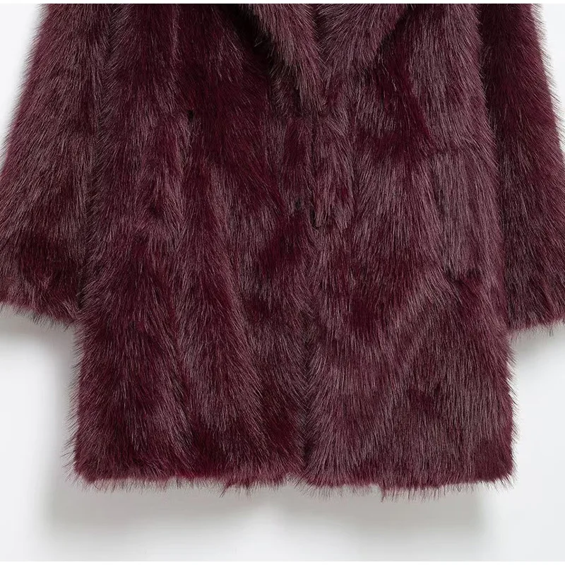 Luxury Brown Faux Fur Jacket Women Oversized Lapel Long Sleeve Fluffy Thicken Coats Female Winter Warm Luxury Streetwear