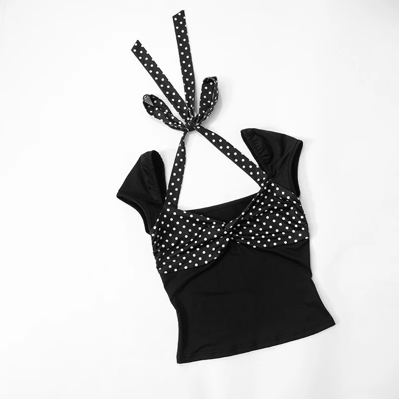 Patchwork Fashion 2 Piece-Set MIni Skirt For Women Lace-Up Contrast Backless Cropped Top And High Waist Skirt Sets Female