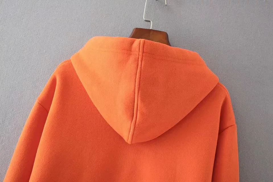 Autumn Women Clothing Solid Color Loose Casual Zipper Sweatshirt