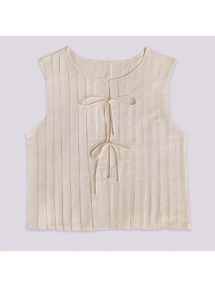 White Bandage Ribbed Tank Top Shirts For Women Hollow Out Sleeveless Slim Summer Fashion Vest Women's Lace-Up Vest Y2k Top
