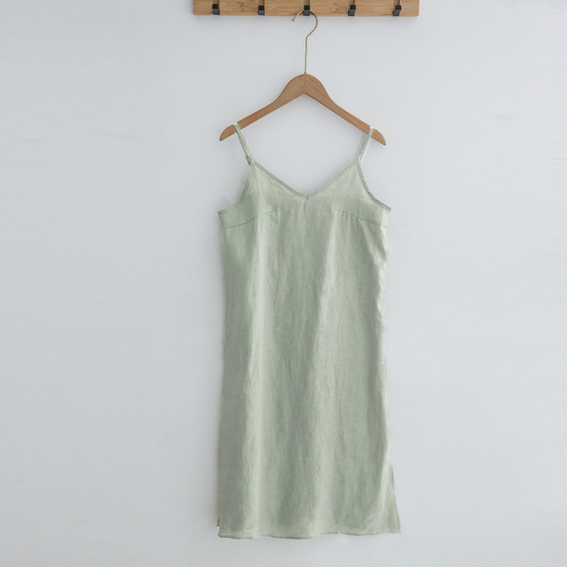 Pure Linen Slip Dress Simple Inner Wear Dress Niche Vacation Cotton Linen Home Nightdress Vest Dress