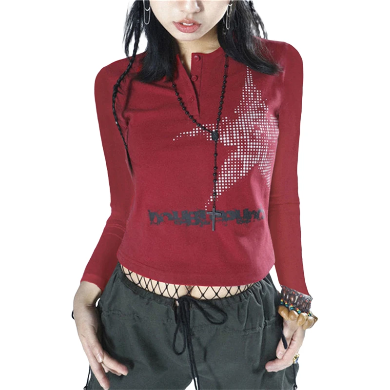 Harajuku Crop Top Japanese Style Star Pattern Round Neck Short Sleeve T Shirts Graphic Tee y2k Women Clothes Streetwear