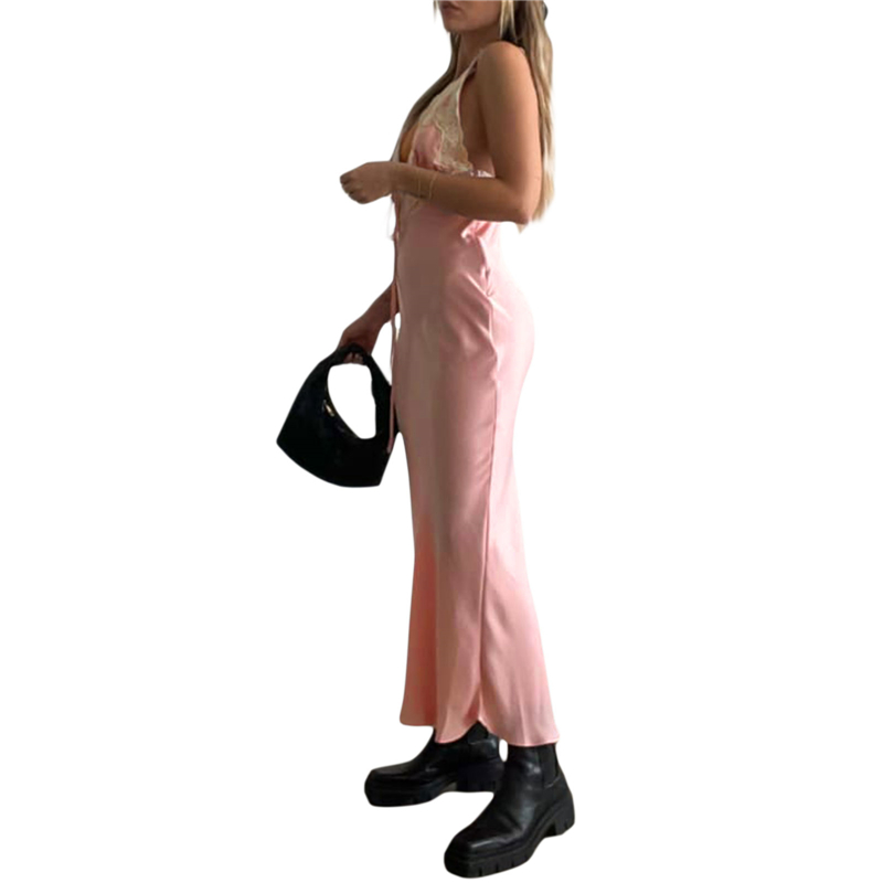 Lace Trim Dress for Women Floral Print V Neck Sleeveless Bodycon Dress Sexy Backless Cocktail Party Dresses y2k Clothes