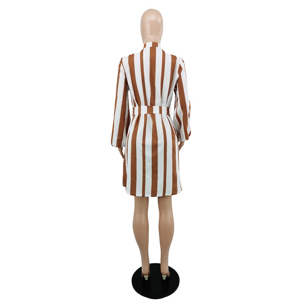Women Popular Striped Short Dress Casual Women Dress