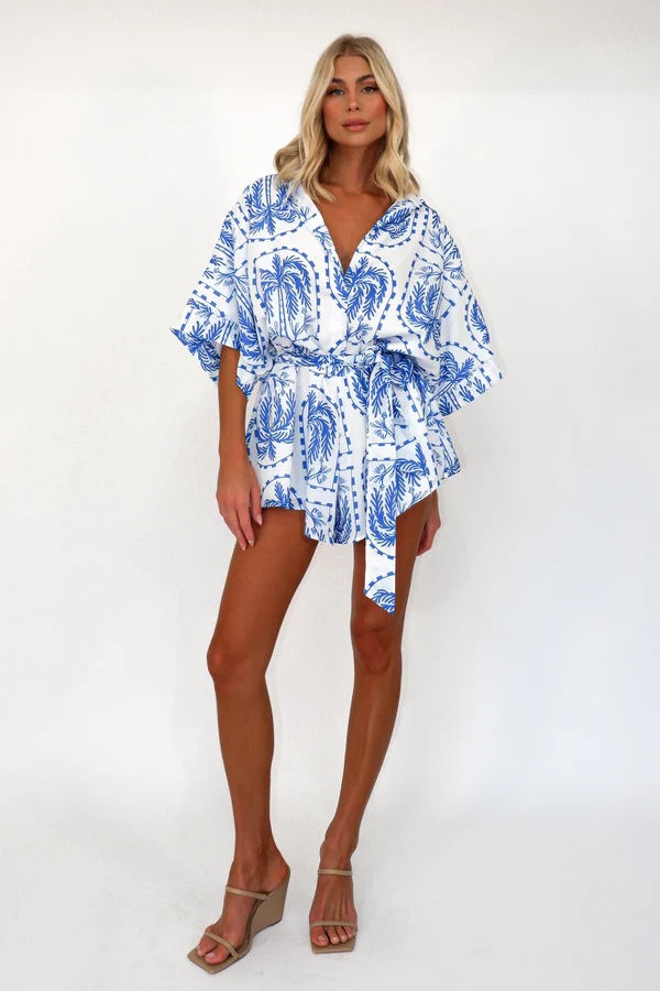 Summer Women Waist Controlled Lace up Geometric Abstract Printed Sexy Jumpsuit Amplified craft