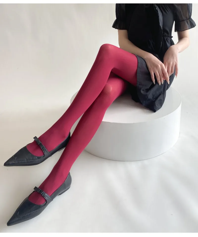 Tights Women Leggings Bodycon Sexy Red See Through Lingerie Femme Pantyhose Summer New Slim Lace Stockings Woman Lingerie