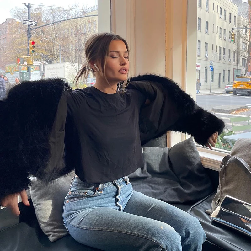 Street Fashion Shawl Collar Faux Fox Fur Coat Women Winter Cool Girls Black Short Fur Jacket Vintage Chic Overcoat