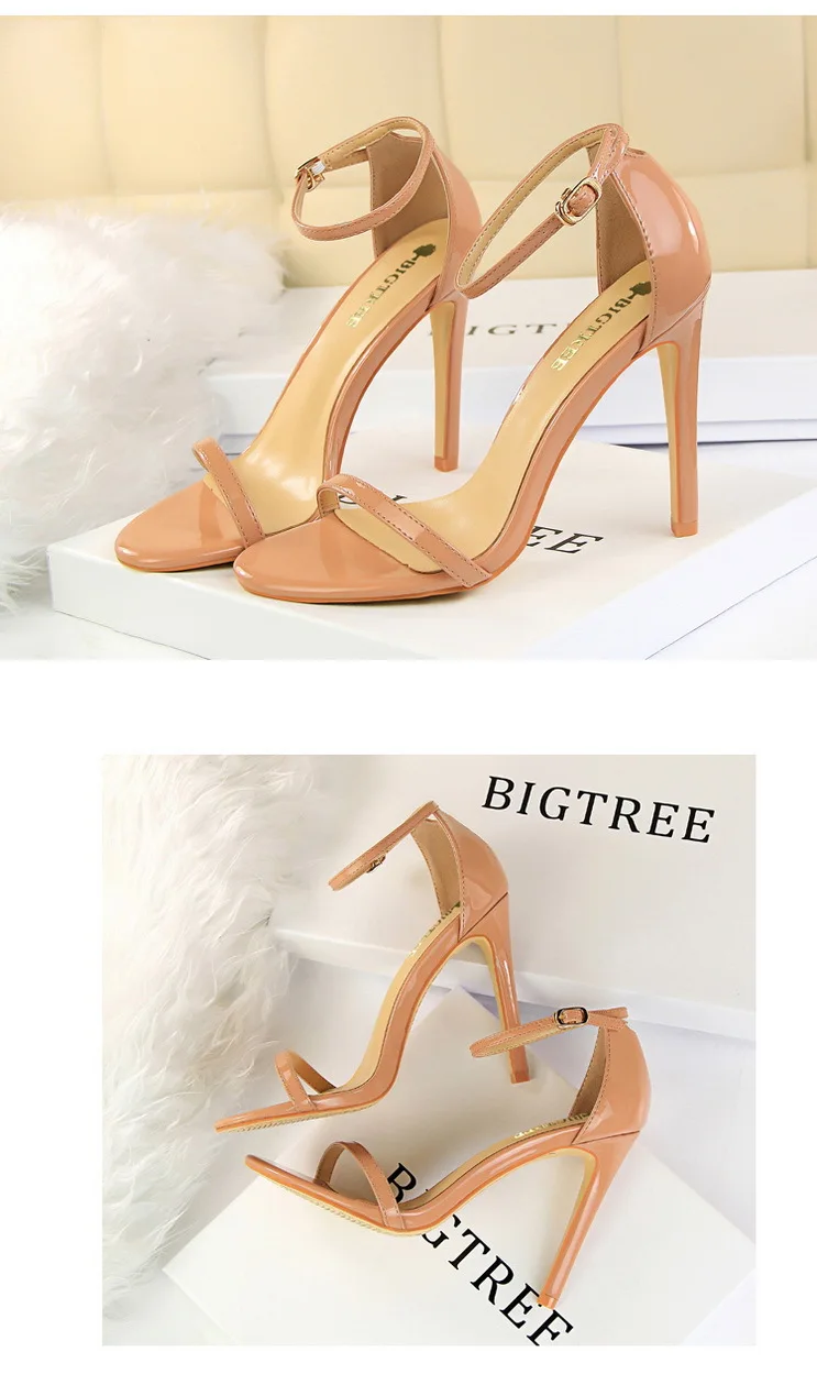 Shoes Super High Heels 11cm Women Shoes Patent Leather Woman Pumps Sexy Women Heels Stiletto Open Toe Ladies Shoes 2021