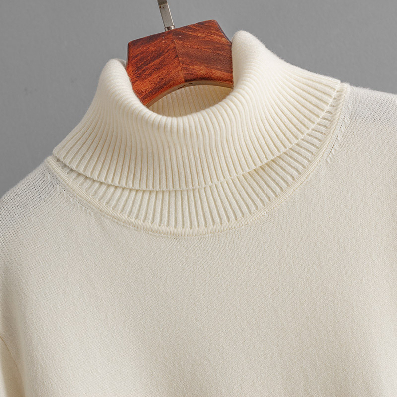 Women Clothing Autumn Winter Casual Solid Color Turtleneck Knitting Sweater Slit Bottoming Dress