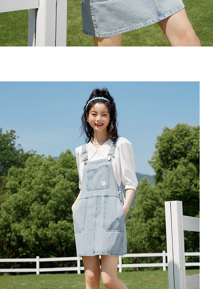 Denim Suspender Dress Women Summer New High-Rise Retro Playful Short Dress