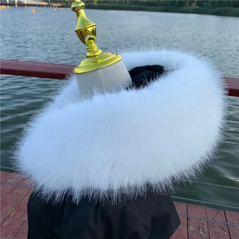 Soft Women Scarf Winter Faux Fox Fur Collar Furry Warm Thicken Men Parka Coat Hood Decor Fake Fur Shawl Luxury Scarves