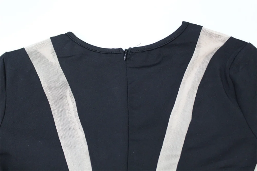 Mesh Stitching Jumpsuit Women Long Sleeve Bodycon One Piece See Through Monos Mujer Elegante Club Sexy Women's Playsuit