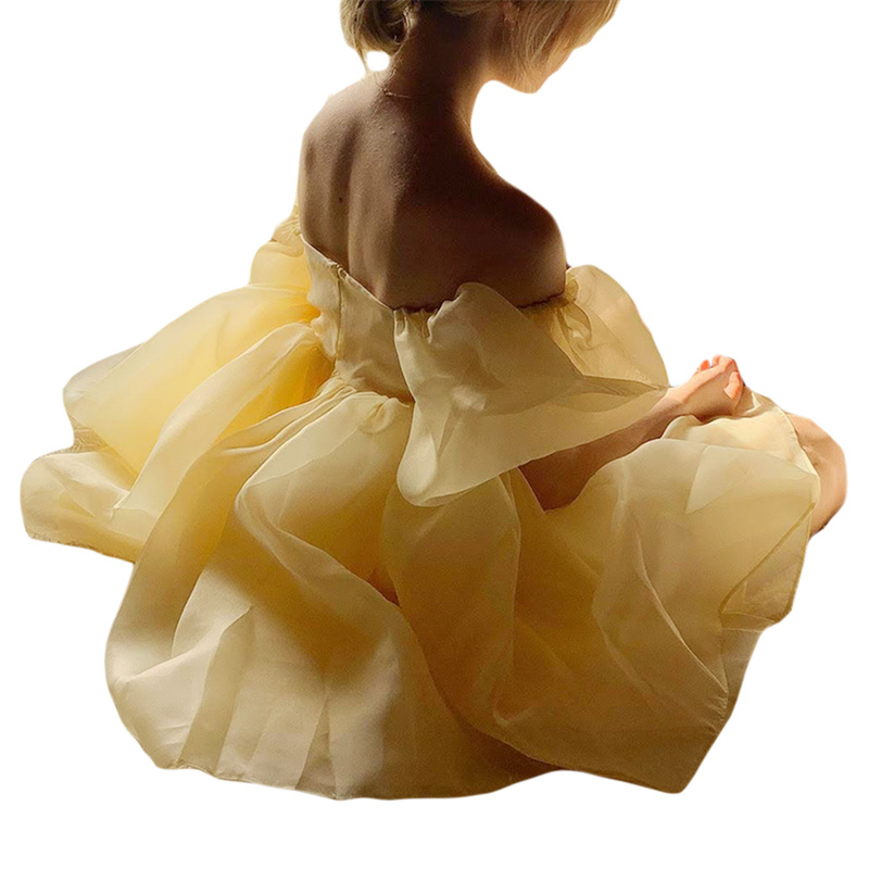 Puffy Dresses for Women y2k Aesthetic Solid Color Square Neck Bubble Sleeve Dress Sweet 2000s Party Dresses Streetwear