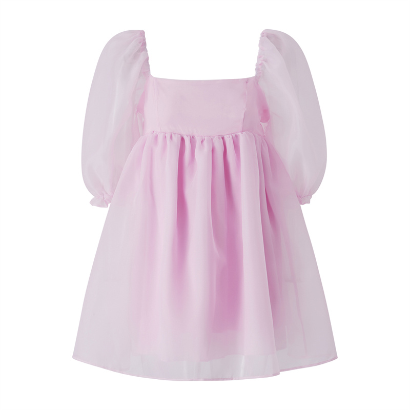 Puffy Dresses for Women y2k Aesthetic Solid Color Square Neck Bubble Sleeve Dress Sweet 2000s Party Dresses Streetwear