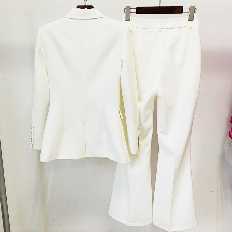 One Button Cloth Cover Mid Length Suit Bell Bottom Pants Suit Two Piece Suit