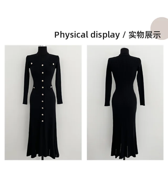 Korean Chic Knitted Dresses for Women V-neck Long Sleeve Slim Bodycon Ruffles Party Dress Casual Autumn Winter New Vestidos