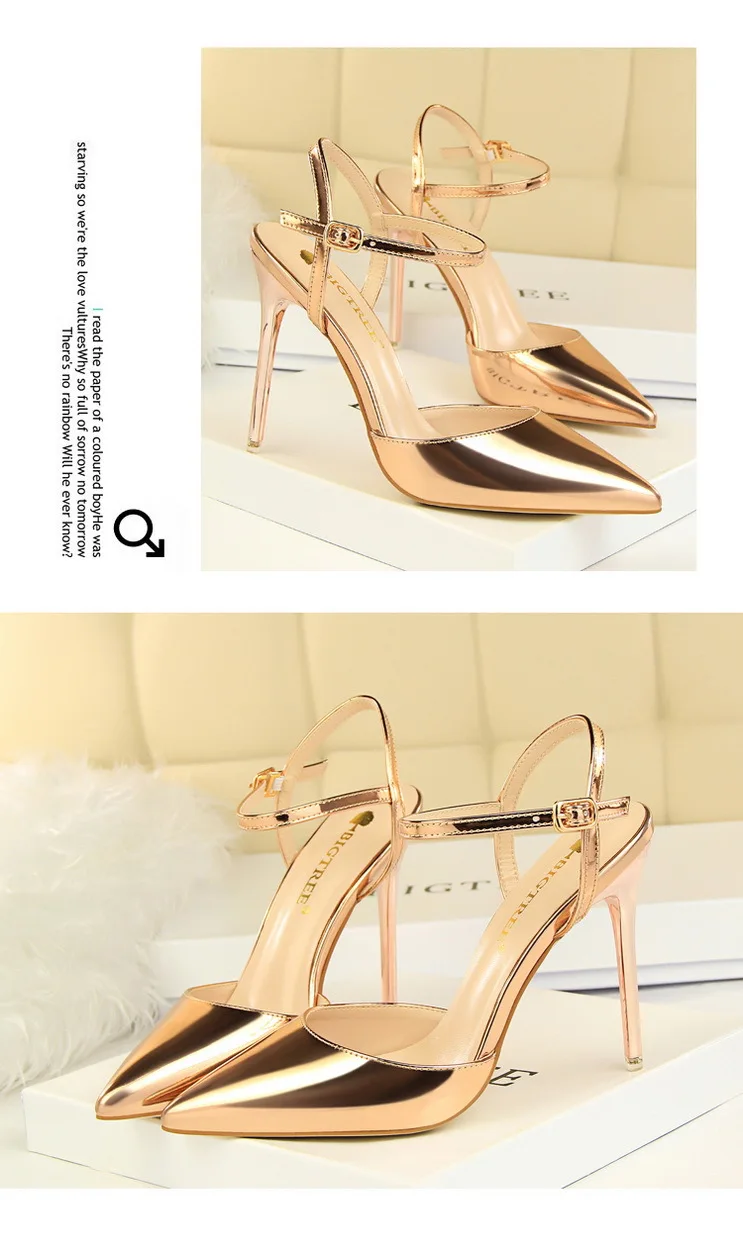 Shoes Fashion High Heels Shoes Patent Leather Woman Pumps Sexy Women Heels Blue Sliver Stiletto Heels Women Sandals