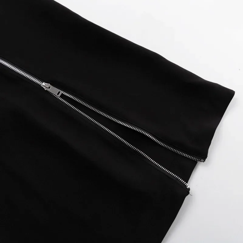 Zipper Patchwork Black Long Dress Women Off-Shoulder High Waist Elegant Clothes Party Dress Casual Ladies Slim Maxi Dress