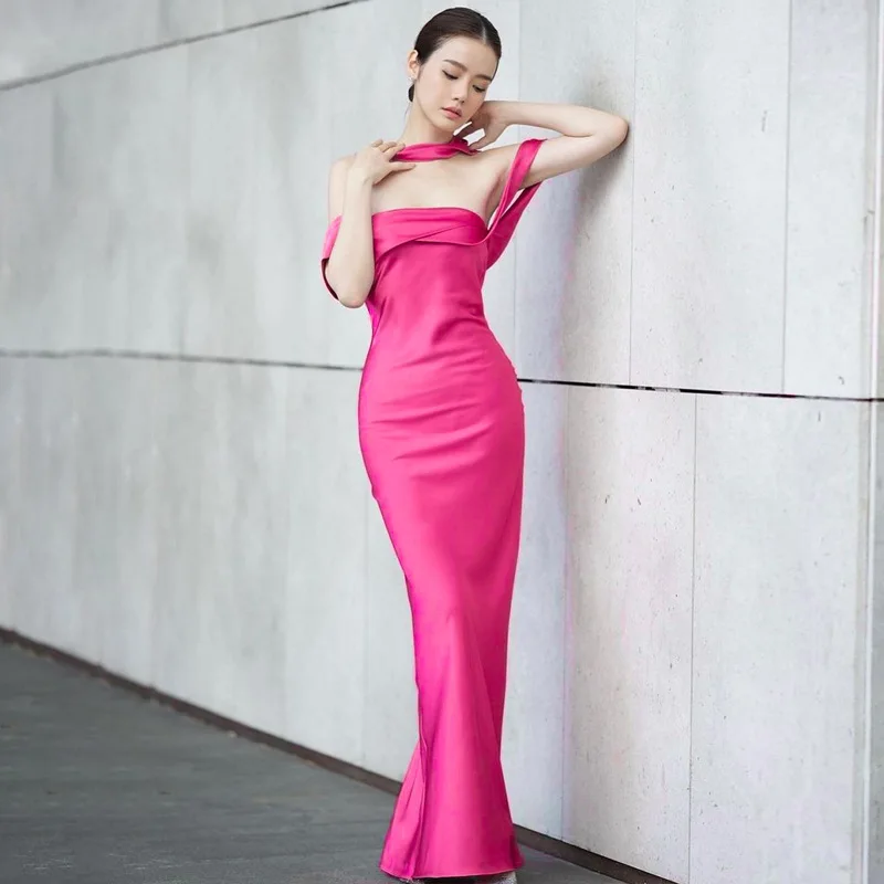 Sexy Backlesss Long Dress For Women Elegant Off Shoulder Sleeveless Dresses Lady Party Temperament Wedding Dress Woman