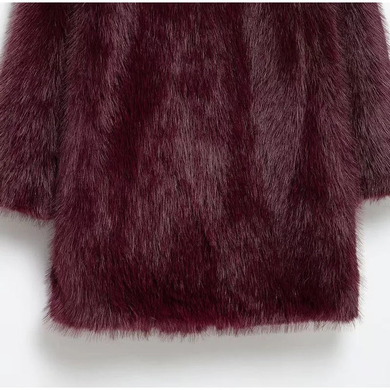 Luxury Brown Faux Fur Jacket Women Oversized Lapel Long Sleeve Fluffy Thicken Coats Female Winter Warm Luxury Streetwear
