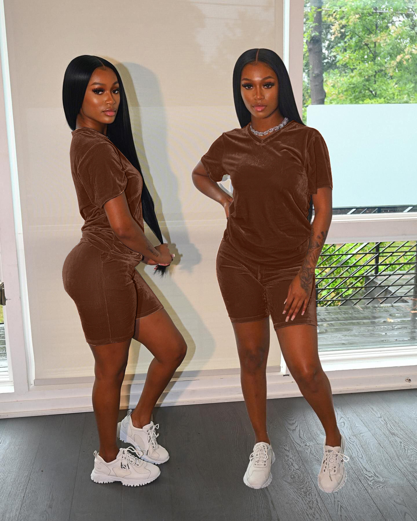 Women Clothing Velvet Women Casual Suits Two-Piece Set Romper