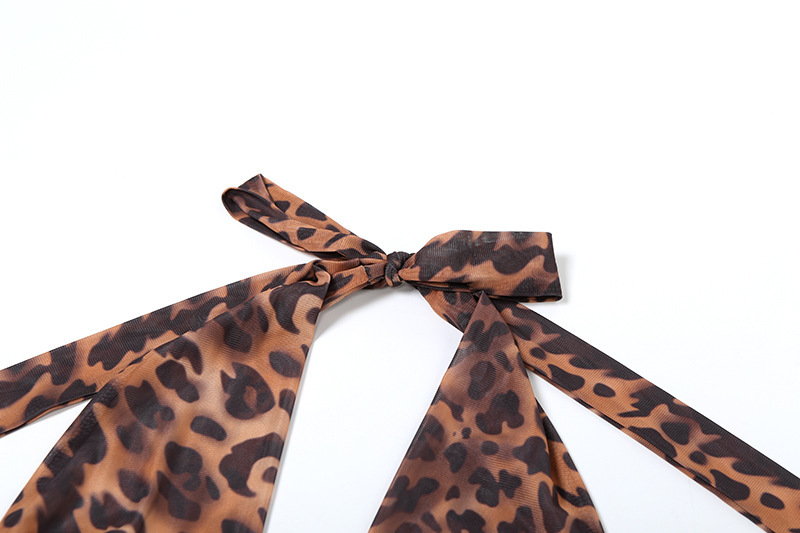 Summer Women Sexy Deep V Plunge Backless Halter Hip Lifting Leopard Print Jumpsuit