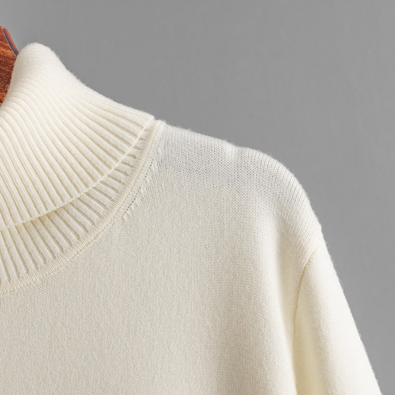 Women Clothing Autumn Winter Casual Solid Color Turtleneck Knitting Sweater Slit Bottoming Dress