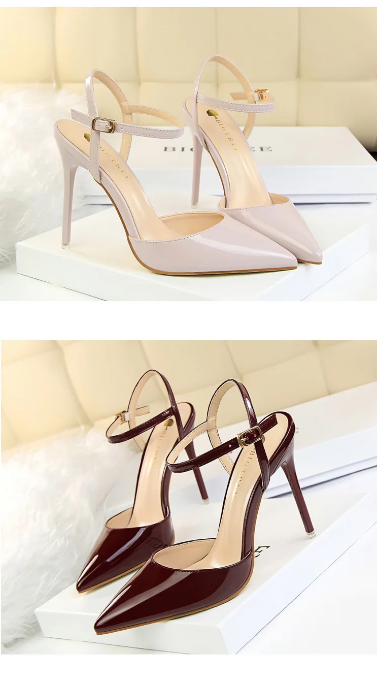 Shoes Fashion High Heels Shoes Patent Leather Woman Pumps Sexy Women Heels Blue Sliver Stiletto Heels Women Sandals