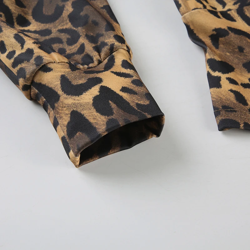 Autumn New Zip Up Hooded Women��s Sweats Long Sleeve Binding Waist Leopard Streetwear Hoodies Gyaru Baddie Y2k