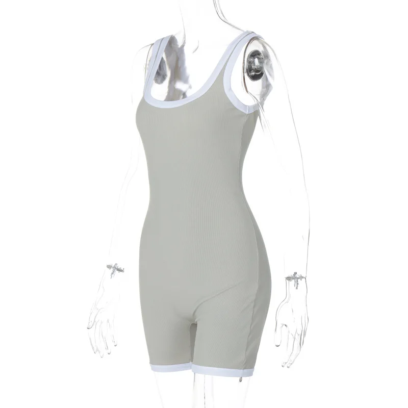 Contrast Color Blinding Bodycon Playsuit Short Jumpsuit Women Clothing Backless One Piece Sexy Rompers Y2k Grunge Bodysuits