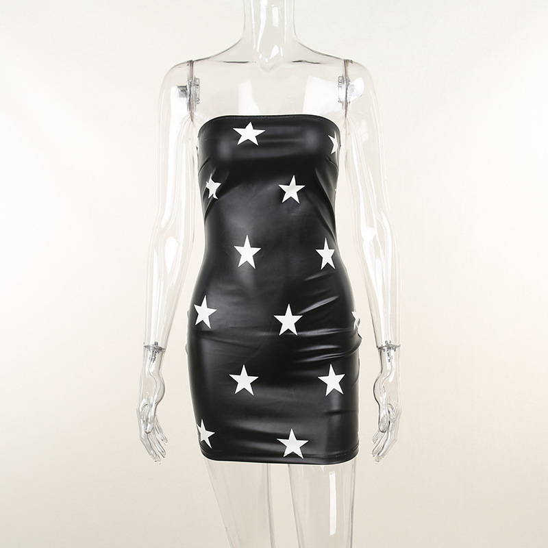 Women Clothing Sexy Sexy Printed Tube Top Dress Women Party Gathering Hip Women