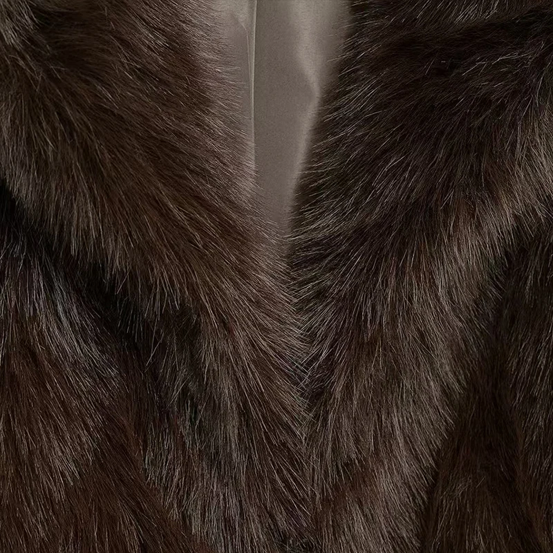 Luxury Brown Faux Fur Jacket Women Oversized Lapel Long Sleeve Fluffy Thicken Coats Female Winter Warm Luxury Streetwear