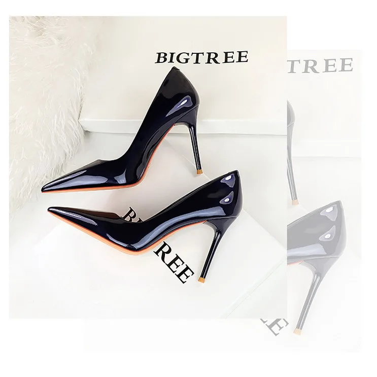 Shoes Patent Leather Women Pumps Sexy High Heels Pointed Lady Party Shoes Stilettos Women Heels Fashion Wedding Shoes