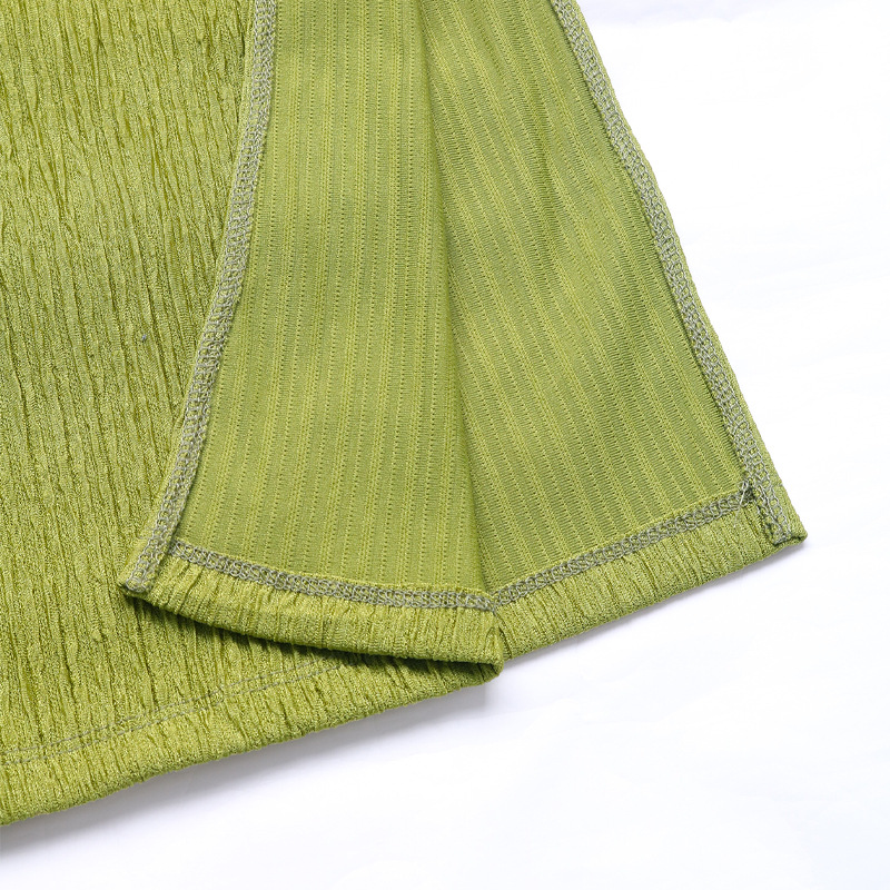 Women Pleating Texture Split Summer Sleeveless Vest Two Piece Set