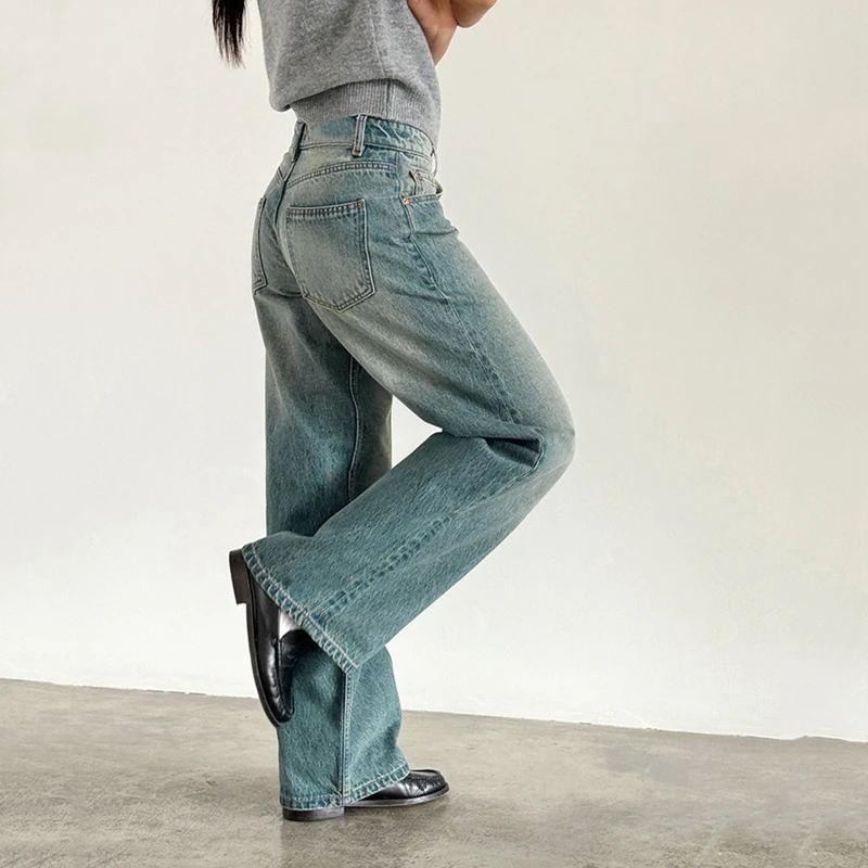 Women Y2K Aesthetic Low Rise Baggy Jeans Loose Fit Boyfriend Straight Wide Leg Jeans Trendy Stretch Long Denim Pants Trousers