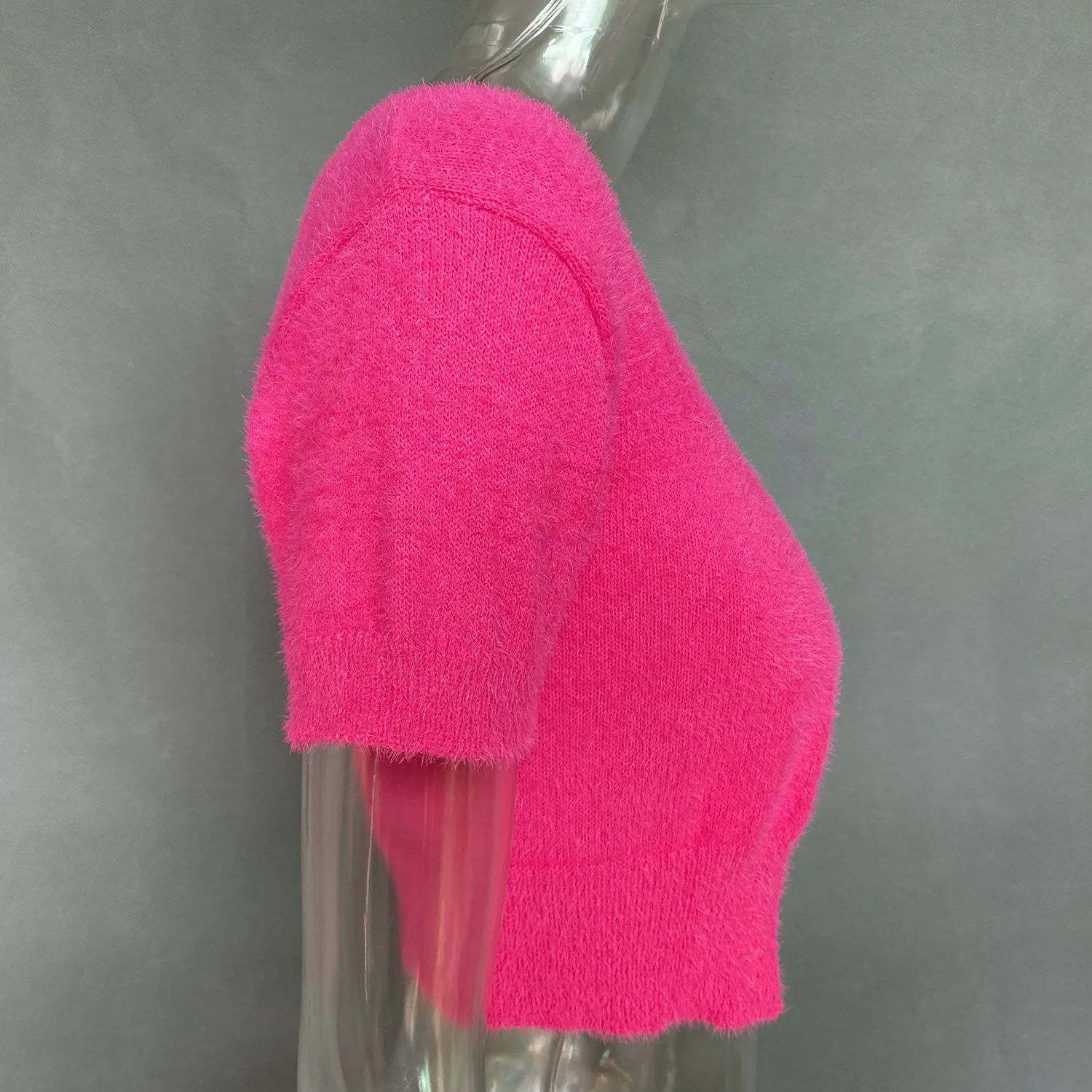 Chic Mini Cropped Cardigan Tops Sweater Short Sleeve Knit Mohair Lady Fashion Letters Chain Tank Tops For Women New 2025